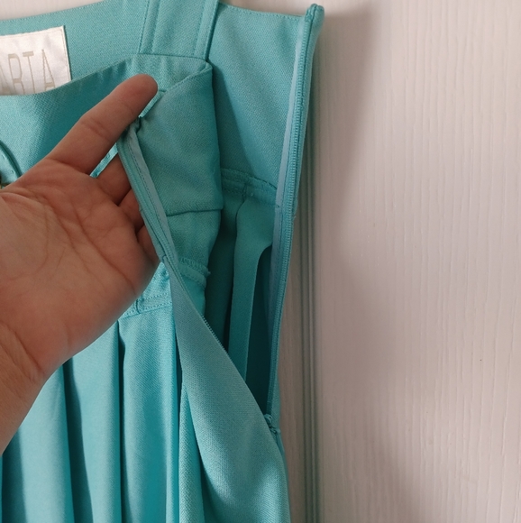KARTA Turquoise Mini Cocktail Dress Baby Doll Sz M - Picture 8 of 15